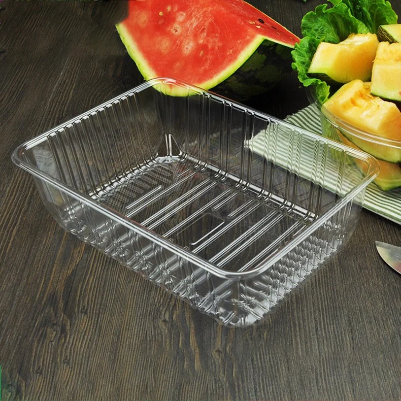 Healthy Clear Disposable Plastic Fruit Vegetable Food Box for Supermarket (PET container)