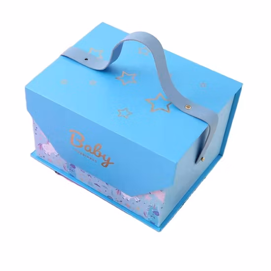 Confezione regalo in valigia di carta per neonati e bambini, confezione deluxe personalizzata fatta a mano, per la cura della pelle, con manico